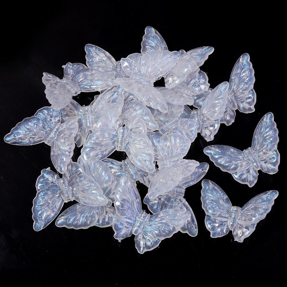20pcs 36.5x27mm Acrylic Butterfly Beads Colorful Luminous Loose Beads For Jewelry Making DIY Necklace Earrings Phone Key Chain