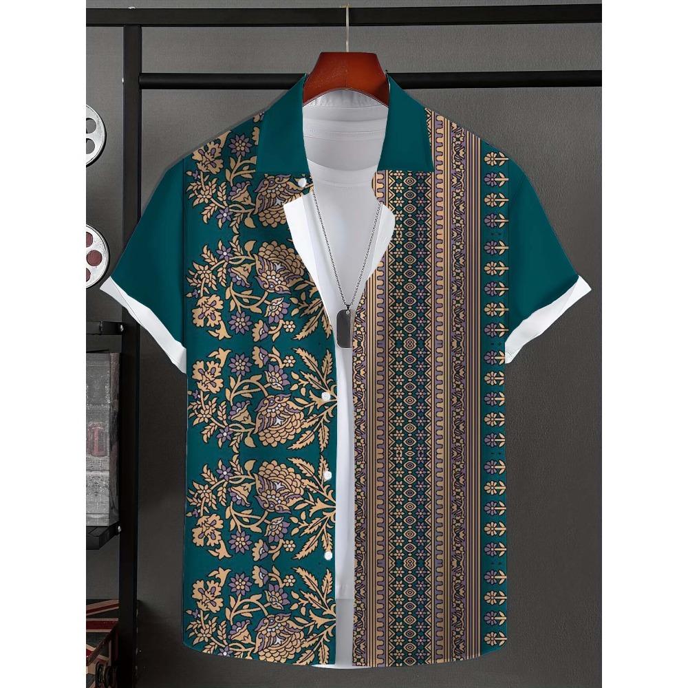 Hawaiianisches Ethno-Muster Design 3D-gedruckt Herrenhemd Sommer Casual Bedruckt Kurzarm Strand Hawaiianische Oberteile Herrenbekleidung