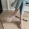 Fashion French Elegant High Heel Slippers Ladies New Outdoor Wear Summer Fashion Crystal Butterfly Thick Heel Sandals Clip Toe Slippers