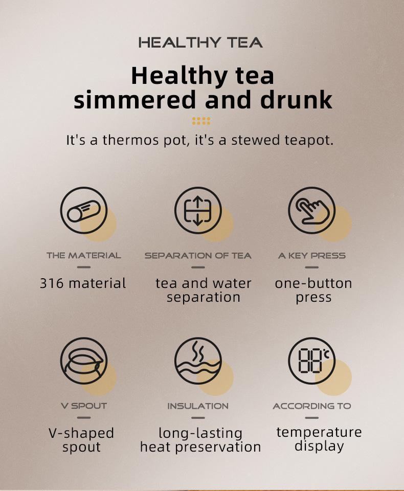 316 Stainless Steel Insulated Water Bottle with Tea Separator, Large Capacity