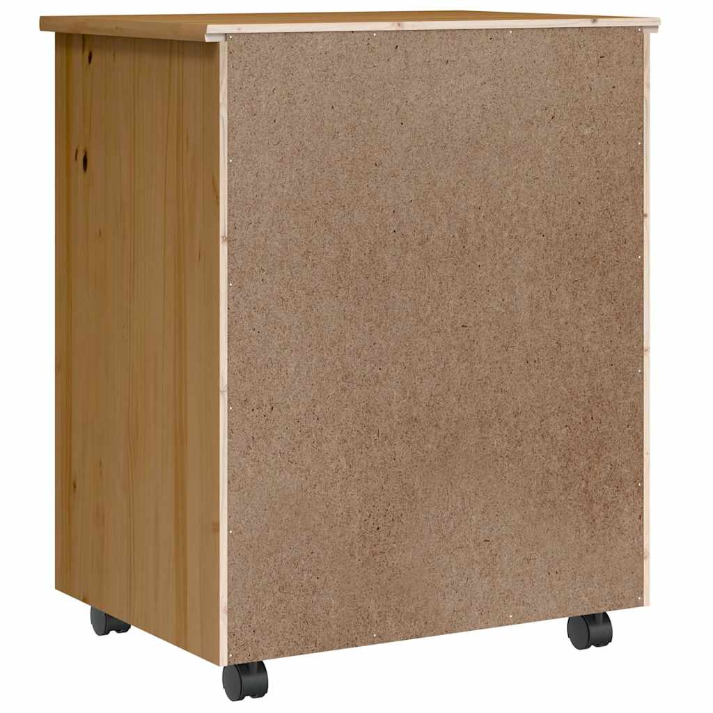 Mobile Drawer Cabinet MOSS Honey Brown Solid Pine Wood