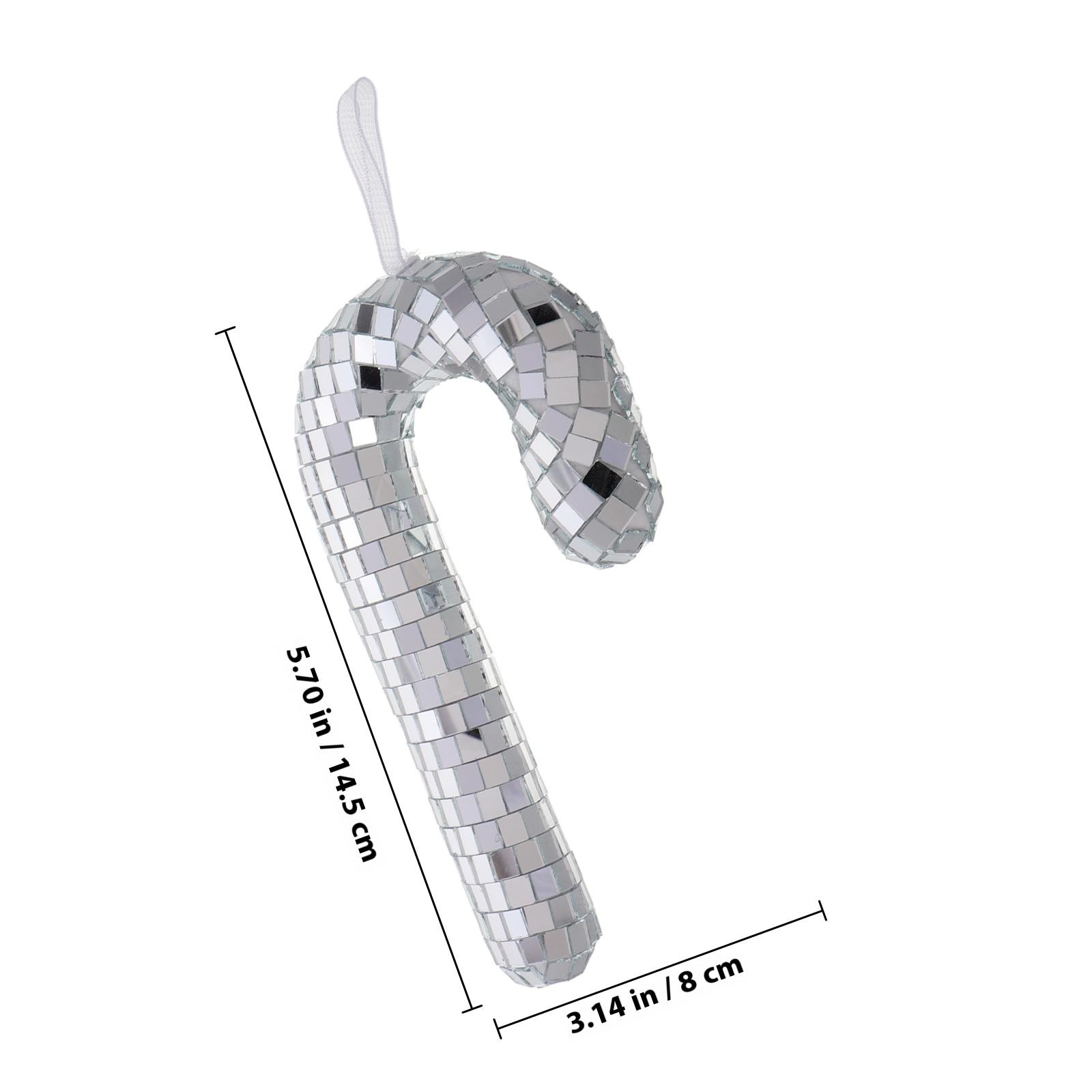 2Pcs Christmas Candy Cane Ornaments Glitter Hanging Candy Cane Decor for Christmas Tree Holiday Party Supplies Seasonal Events серебряный