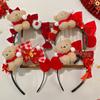 Red New Year Headband Cartoon Plush Hair Hoop Cute Red Velvet Bow Hairband  Women