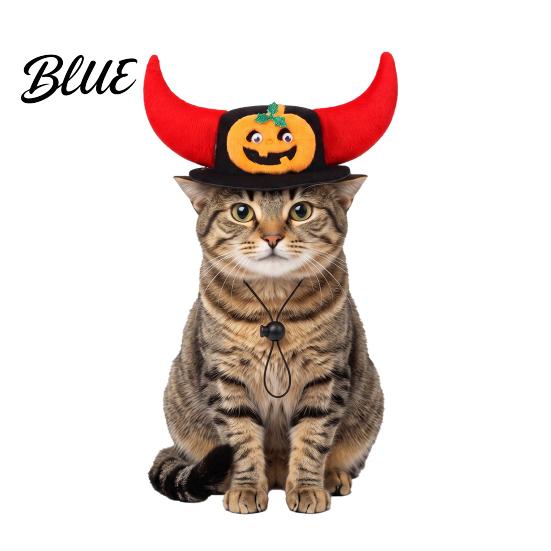 Lightweight Pet Headwear Halloween Bat Hat Red Horn Pumpkin Cat Funny Hat Wings Felt for Cats Small And Medium Dogs Accessories
