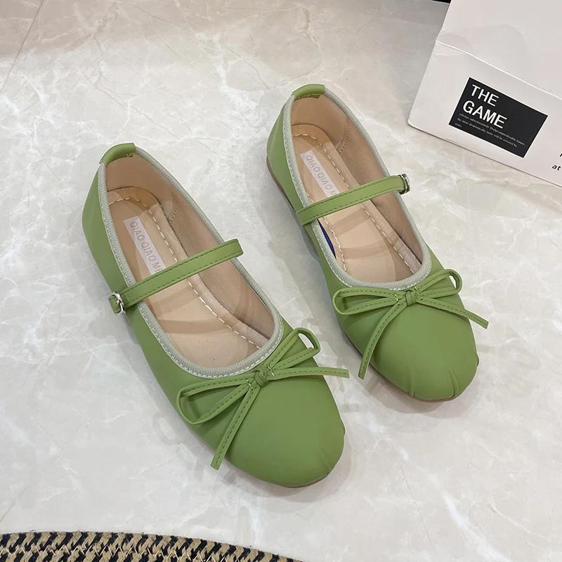 Fashion French Bow Mary Jane Shoes 2025 Spring and Autumn New Flat Retro Shallow Ballet Shoes Commuter Single Shoes