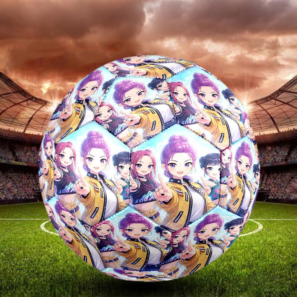 KPop Demon Hunters Print Size 5 Soccer Ball, Standard Match Football for Sports Game and Team Practice, Ideal Gift for Soccer Fans