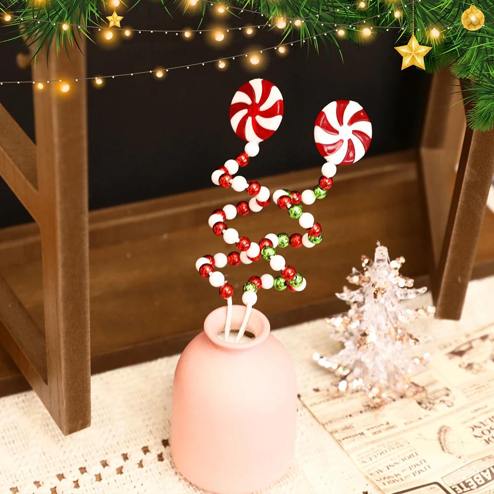 Christmas Tree Pick Spiral Candy Cane Pinwheel Colorful Decorative Pick DIY Christmas Decor Modern Christmas