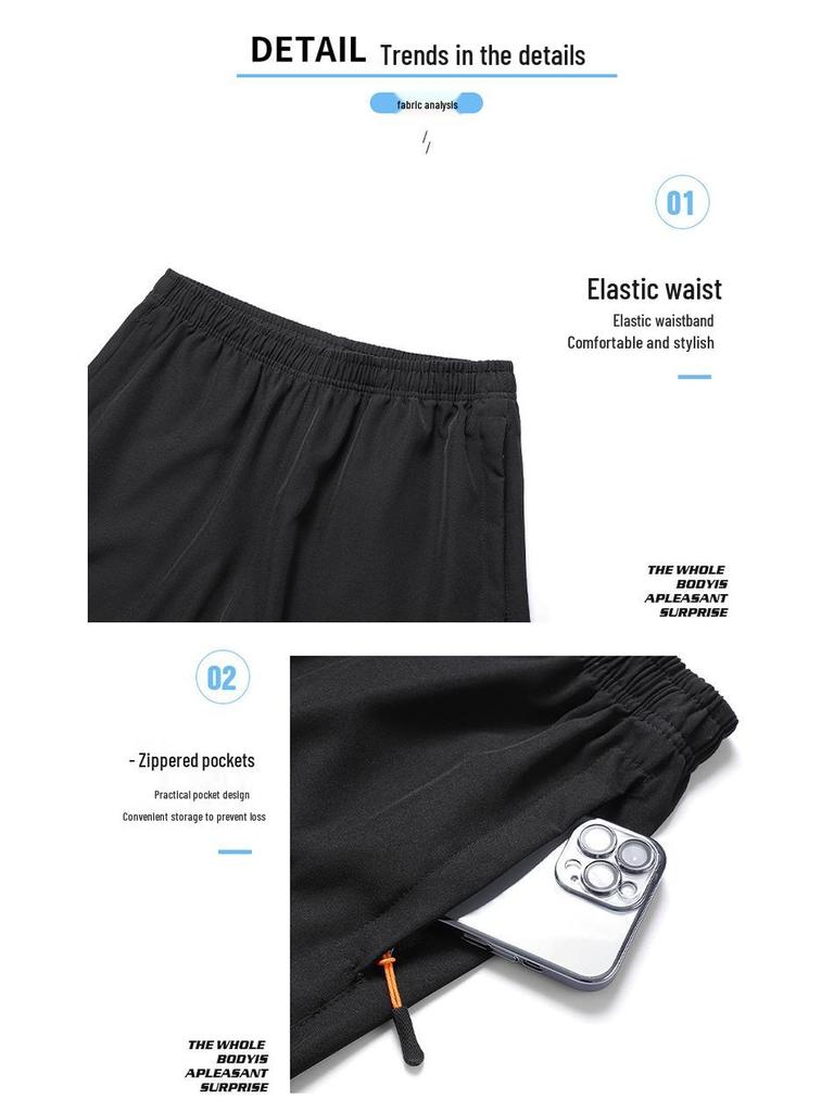 Men's Plus Size Quick-Dry Ice Silk Sports Shorts - Summer Casual Five-Point Running Shorts