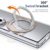 Metal Ring Stand Magetic Case for Samsung Galaxy Z Fold 7 6 5 4 with 360 Swivel Bracket Clear Cover Clear Glass Screen Protector