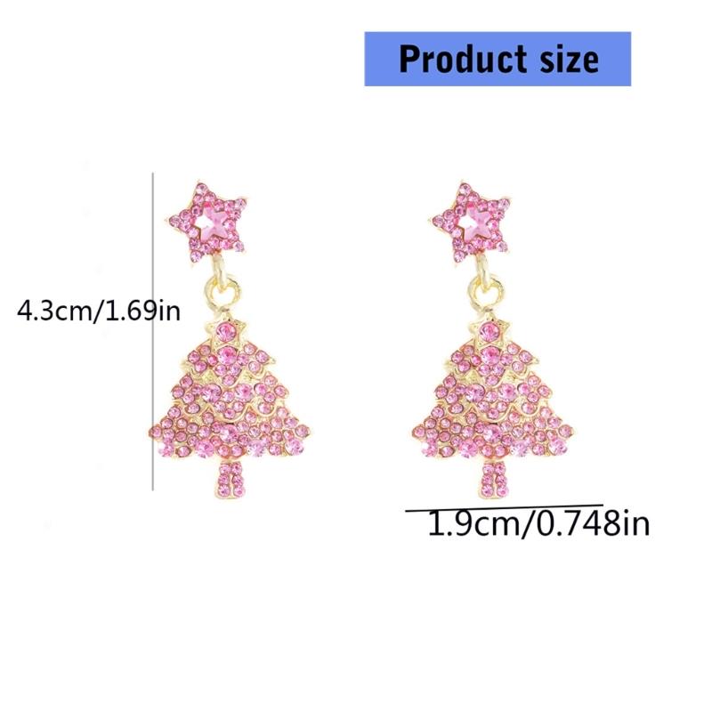 Festive Five Point Star Earrings with Sparkling Crystals Sturdy Alloy Comfort Fit for Christmas Celebrations