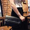 Faltbares Design Damen Clutch Mode Nieten PU-Leder Damen Umhängetasche Kette Damen Umhängetasche Clutches schwarzes Portemonnaie