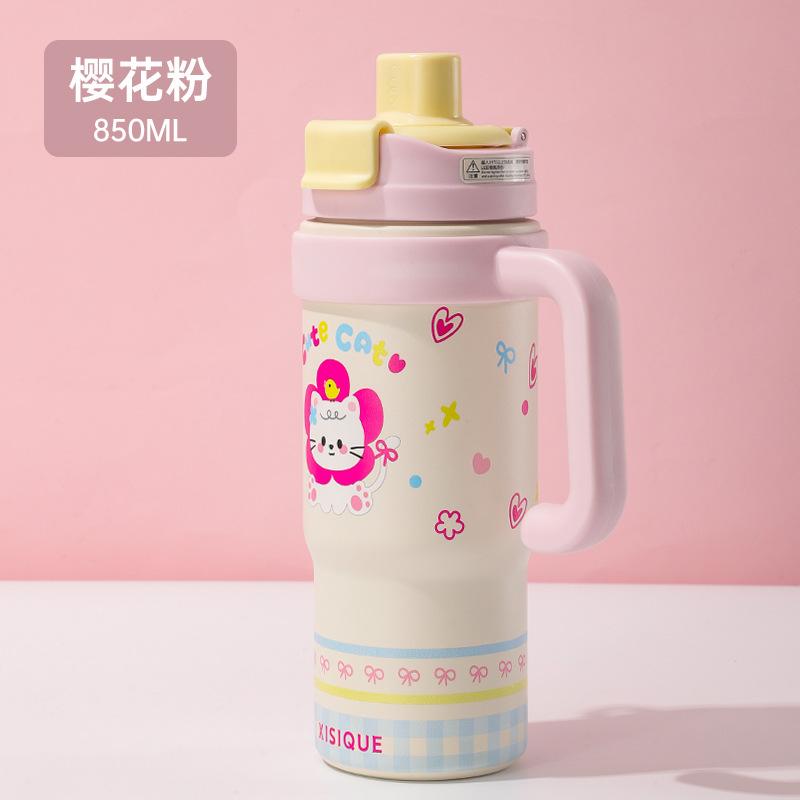 Labu cloth handle Bingba cup 111 stainless steel thermos cup for male and female students with high value and tea leak straw cup