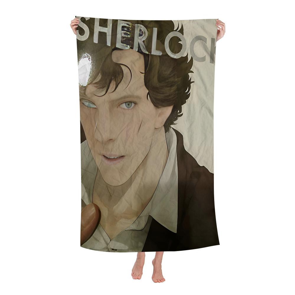 Classic Movie Sherlock Beach Towel Cartoon Cute Summer Kids Bath Pool Beach Towel Microfiber Absorbent for Swimming Travel