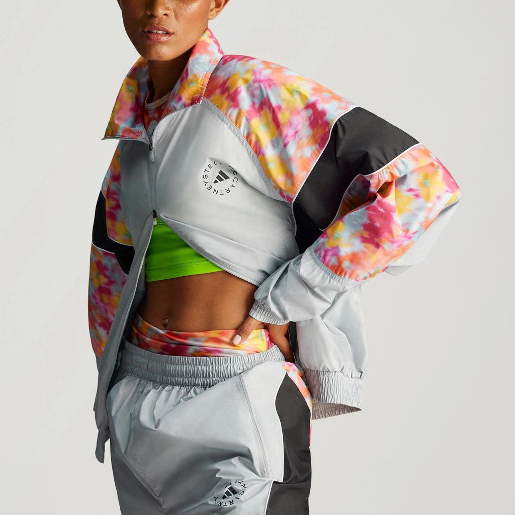 adidas Stella McCartney Track Top Retro Sports Loose Fit Double-Sided Zipper Full Zip Stand Collar Jacket Women Jackets Silver IX1703