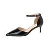 Summer Fashion Ladies Pumps Pointed Toe Patent Leather Buckle High Heeled Sandals Women Career Commuter Wedding Shoes