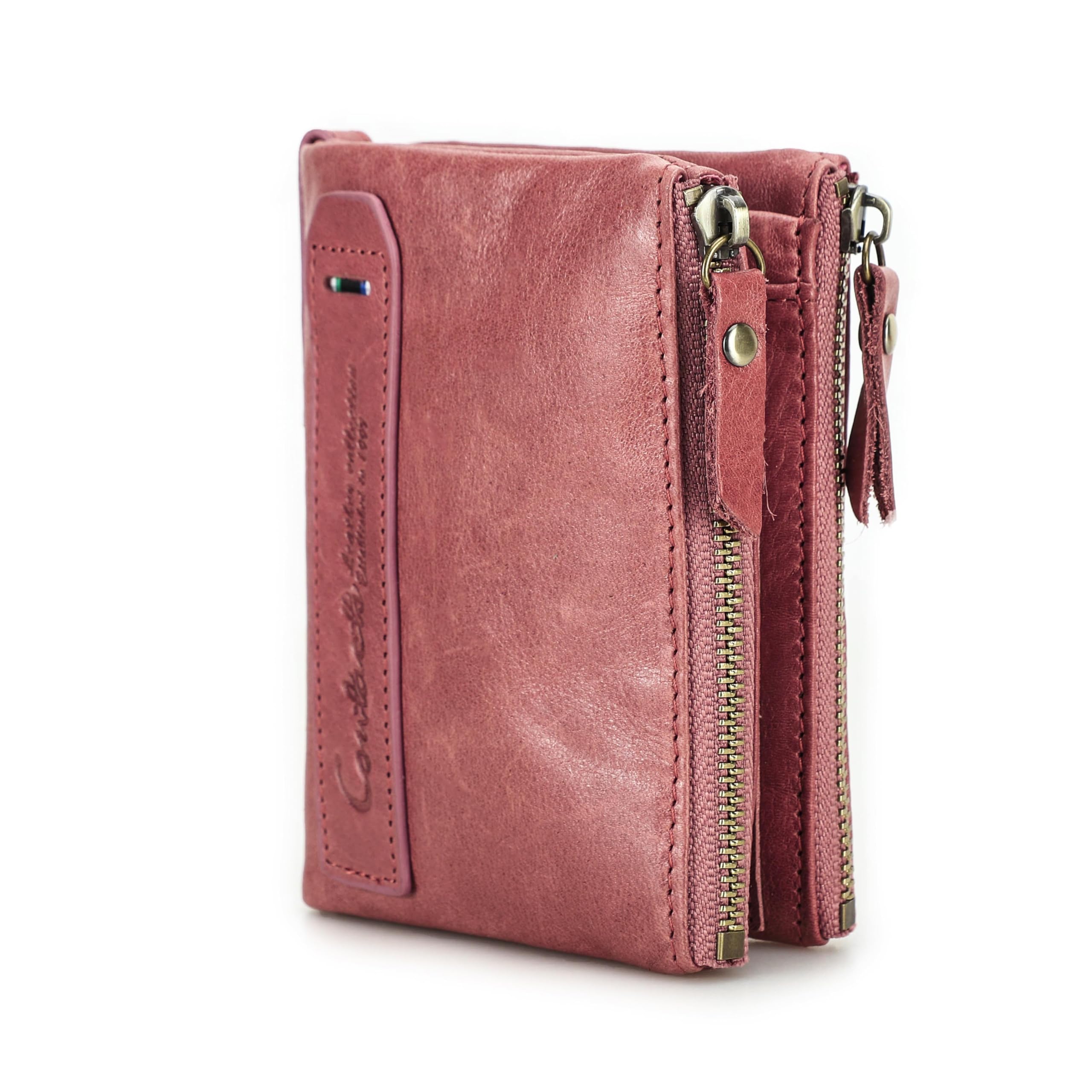 

Contact s series genuine leather bifold wallet for women, large capacity wallet with plenty of card slots, double zipper closure, coin purse, stylish