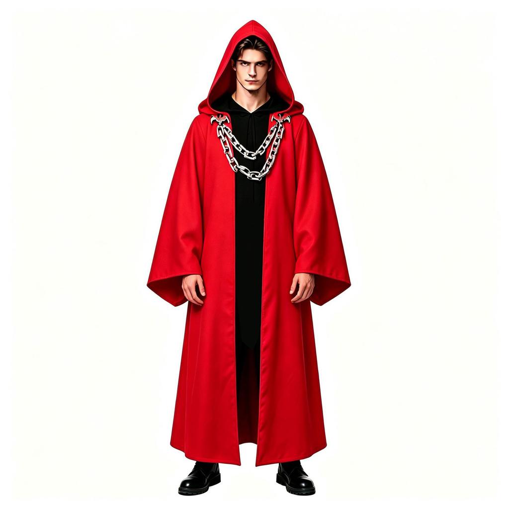 Halloween Dark Chains Hooded Robe Set Medieval Wizard Priest Cosplay Party Costume