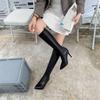 Fashion Leather Stiletto Heel Pointed Toe Long Boots for Women 2025 New Demi-season Work Goth Fashion Hot Knee High Shaft Shoes Woman