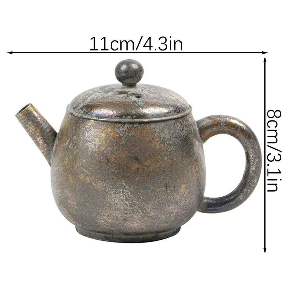 Hand-made Gilded Silver Burnt Foil Teapot Retro Ceramic Tea Kettle For Home Kitchen
