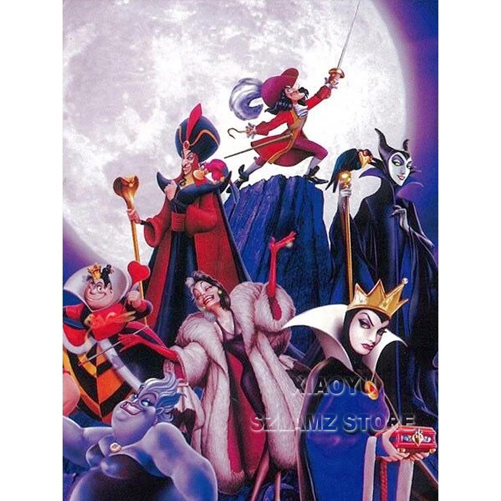 5D DIY Disney Diamond Painting Villains Evil Queen Full Round Cross Stitch Cartoon Art Diamond Embroidery Home Decor