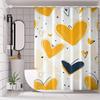 1pcs Heart Pattern Digital Printed Polyester Waterproof Bathroom Divider with Hooks, Woven Fabric, Machine Washable, Waterproof