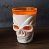 Scary Night Light Cup Halloween Glowing Skull Goblet, LED Up Candle Holder for Dual-purpose Party, Spooky Decor Bar Table, Haunted House Prop