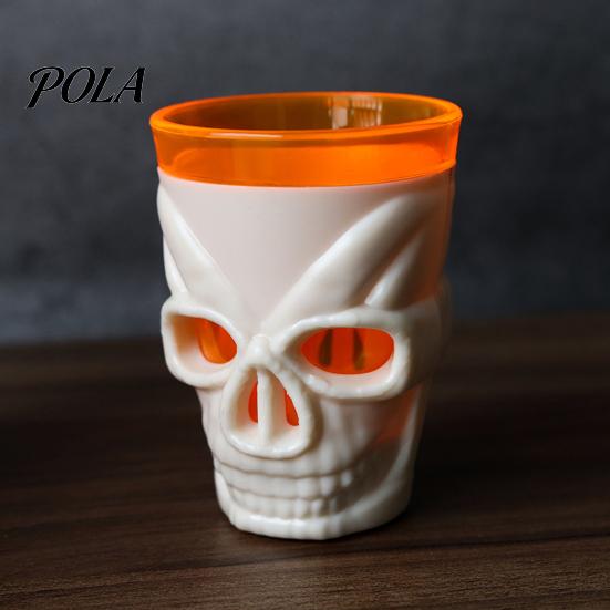 Scary Night Light Cup Halloween Glowing Skull Goblet, LED Up Candle Holder for Dual-purpose Party, Spooky Decor Bar Table, Haunted House Prop