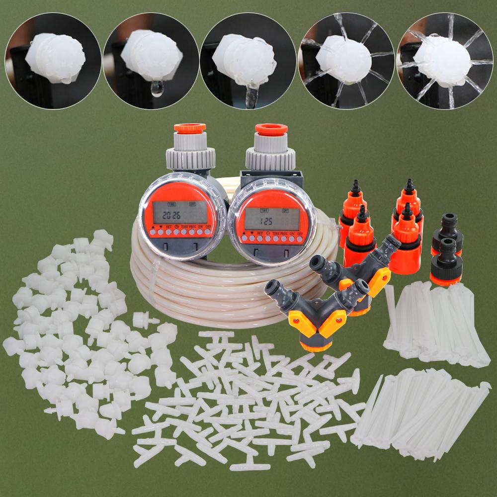 

Белый цвет 1/4 Автоматическая система полива сада Шаровой кран Таймер Комплект для полива балконных растений Регулируемые капельницы
