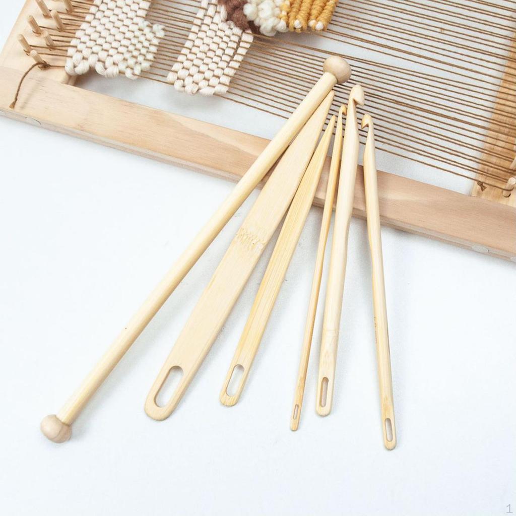 5 pieces/6 pieces Crochet Hooks Set, Wooden Bamboo Knitting for Sweater Hat