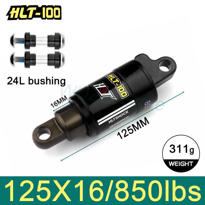 

HLT-100 Mountain bicycle Rear Shocks 125/150/165/185mm x 850/1000 lbs Aluminum alloy Oil Spring Shock for E-bike Snow MTB Bike 125mm x 850lbs