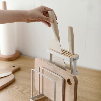 Multifunctional Knife Holder Pot Wooden Cover Storage  Board Stand Cutting  Hollow Out Kitchen Cutlery Organizer Rack