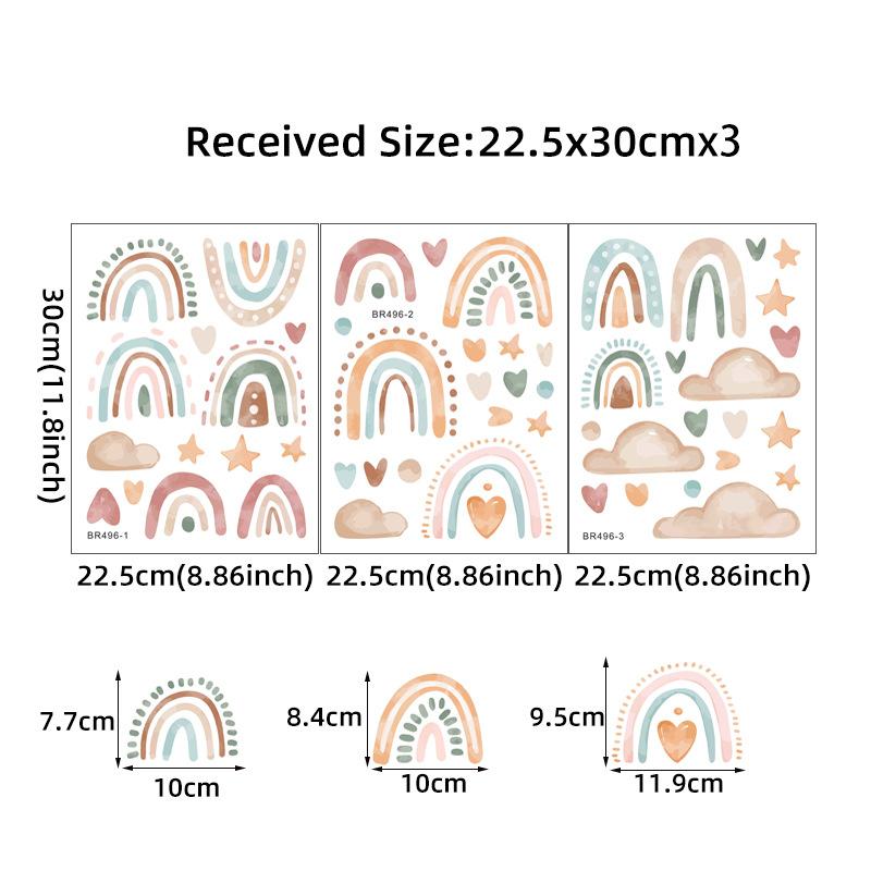 Boho Colo Rainbow Cloud Star Wall Stickers for Waterproof Removable PVC Kids Room Kindergarten Home Decoration