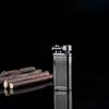 Black Vertical Stripe Windproof Lighter with Metal Pipe and Oblique Flame Design