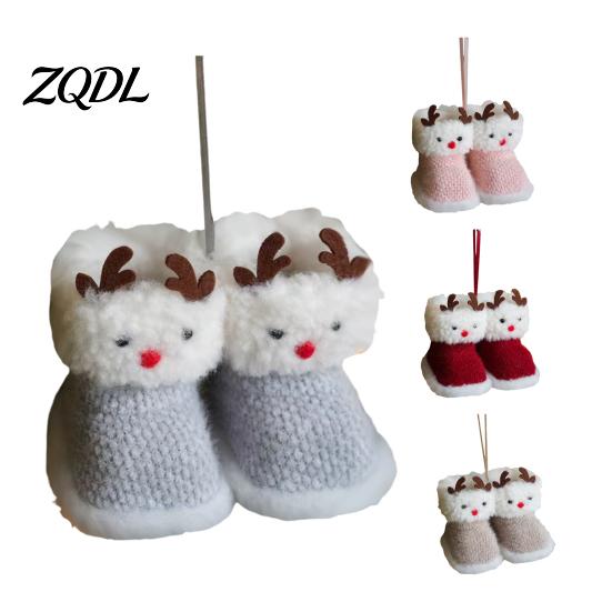 Holiday Stocking Gift Tag Soft Plush Christmas Boot Ornament, Decorative Knitted Tree Hanging Ornament Pendant for Xmas Tree, Party Decor Kids Sock