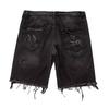 Men Summer Distressed Denim Shorts Button Zipper Fly Multi Pockets Short Jeans Straight Fit Ripped Holes Knee Length Distressed Denim Shorts