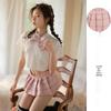 Sexy Transparent Plaid Two-Piece Lingerie Set with Skirt