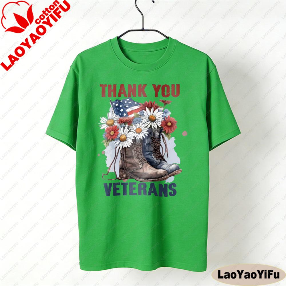 Thank You Veterans Shirt Women Patriotic Tshirt Gift for Military Wife Army Mom Clothes Oversized Oneck Pattern Tops