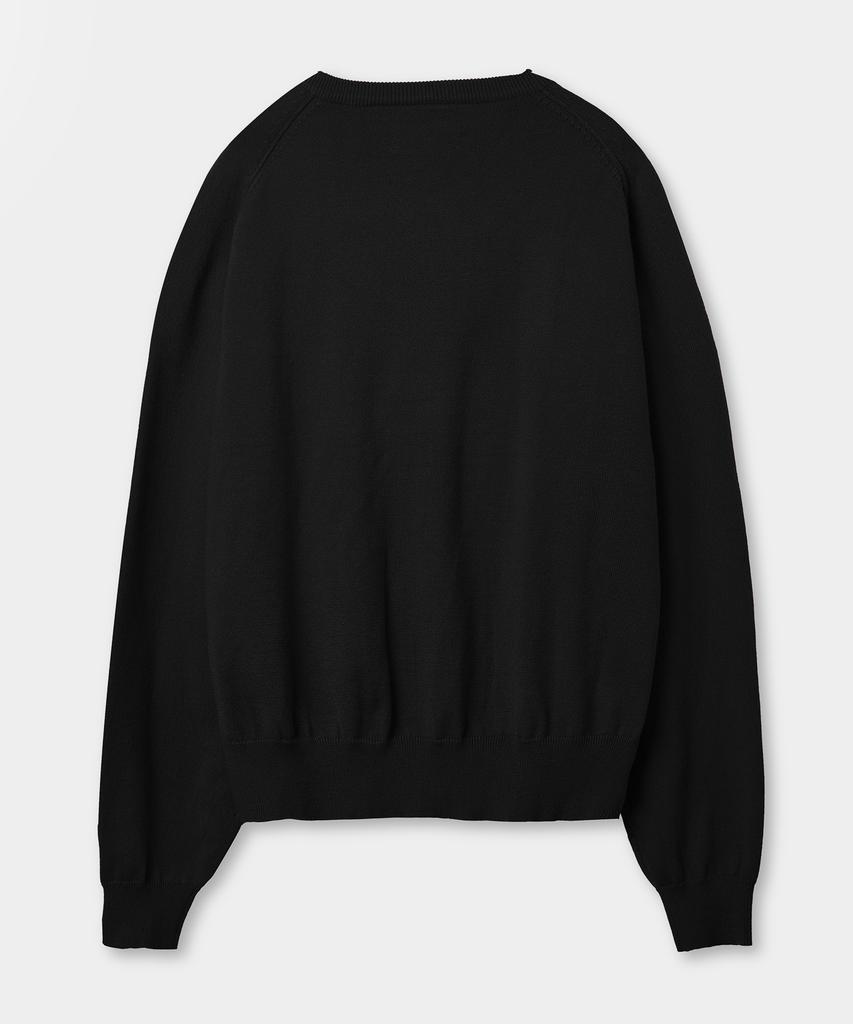 Yujen Minimal Round Neck Two-Way Knit Zip-Up_Black