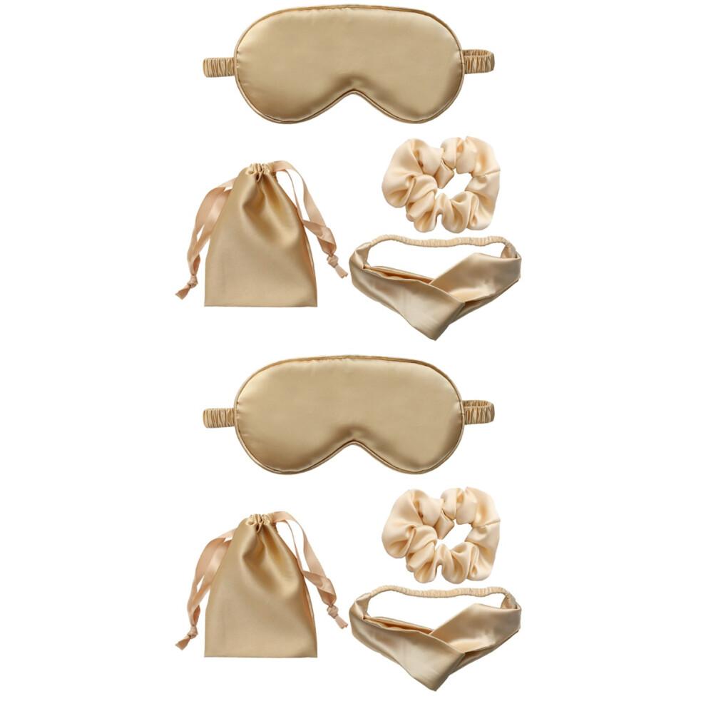 2Sets Praktische Schlafmasken Gold Mit Haargummis Und Ohrstöpseln