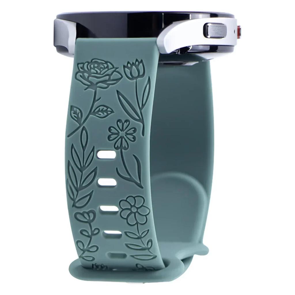 18mm 20mm 22mm Rose Engrave Band for Samsung Galaxy Watch 654 40mm 44mm Gear S3 Silicone Cute Strap Classic 43mm 45mm Active 2