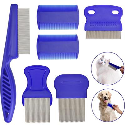 6Pcs/Set ABS Flea Comb Set Fine-tooth Quick Results Lice Comb Kit Dandruff Removal Comb For Small, Medium & Large Pets
