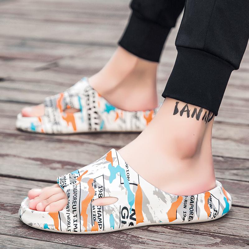 Men's sandals New big size thick-soled casual sports slippers EVA Lightness breathable men's shoes graffiti outdoor beach shoes
