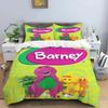 Barney Friends Cute Cartoon Bedding Set Dinosaur Pattern Duvet Cover Pillow Case Boys Bedroom Double King Size Comforter Gift