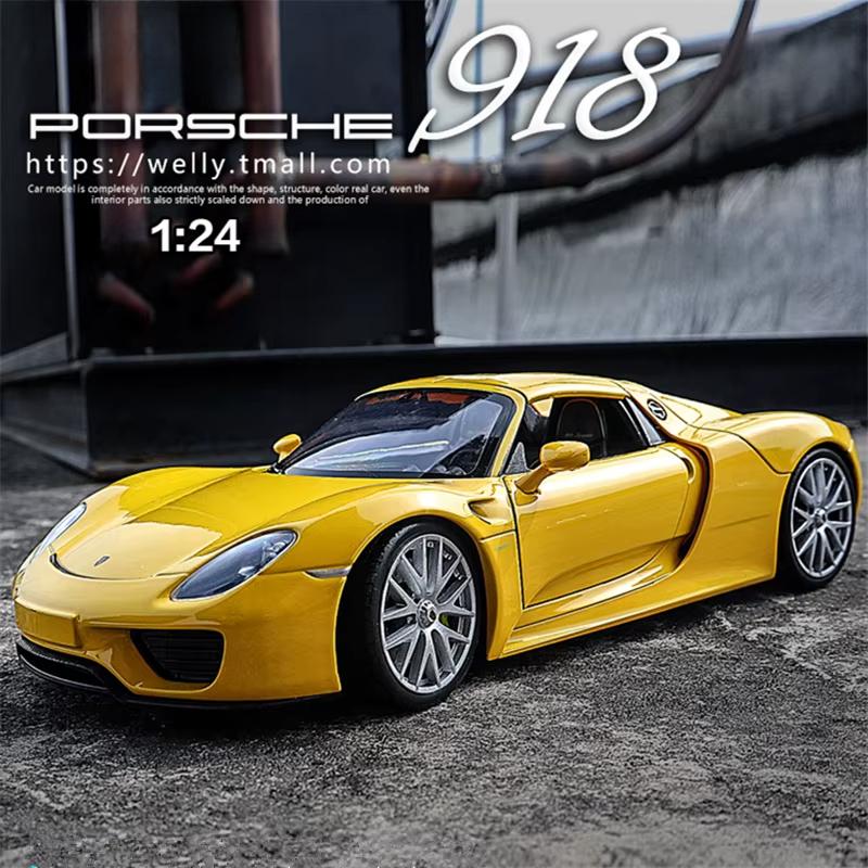 1:24 Porsche 918 Alloy Model sportovního vozu Tlakově litý kov Závodní vůz Model vozidla Model Simulace Kolekce Dekorativní ozdoby Dětské hračky Dárek pro chlapce