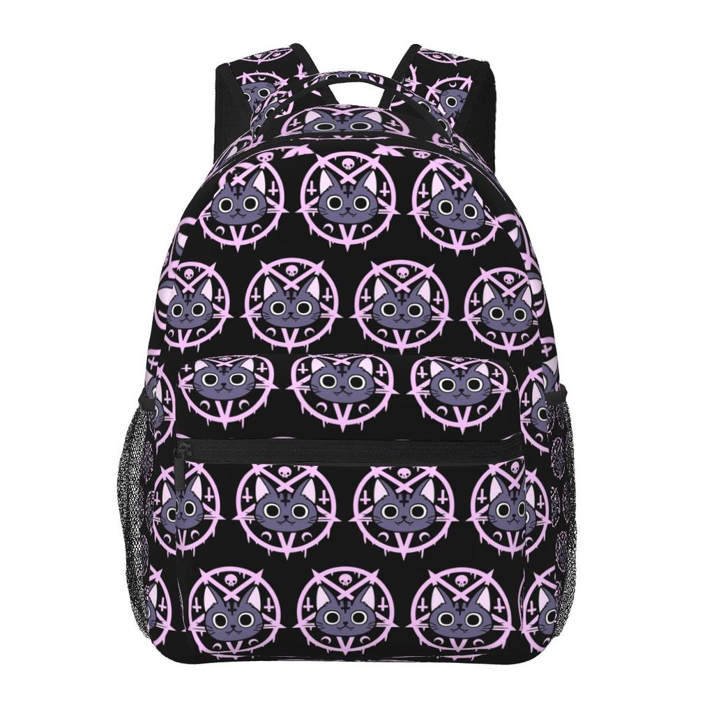 Kawaii Pastel Goth Cute Creepy Black Cat Backpack Student Boys Girls BookBag Children School Bag Shoulder Bags for Men Women