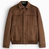 Mens Suede Leather Lapel Jacket Fashion Casual Slim Coat Apring Autumn Coat Tops for Male