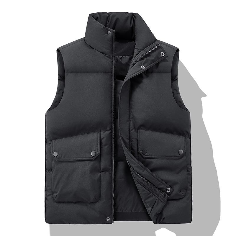 

Чоловіча бавовняна жилетка без рукавів зі стійкою - Товста, тепла повсякденна куртка на осінь/зиму 4XL
