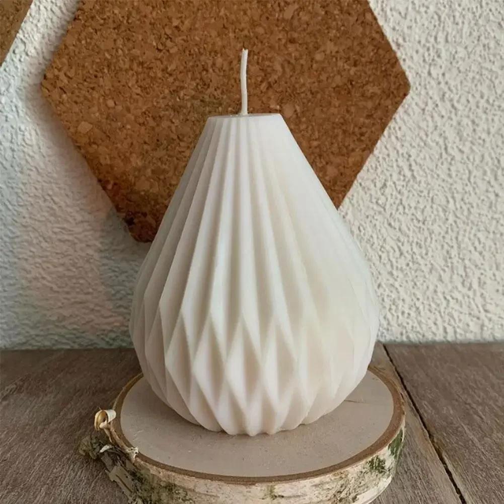 3D Scented Candle Lantern Shape Silicone Casting Mold Handmade Pear Shape Soap Wax Moulds Home Decoration