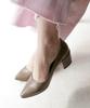 Pointed Toe Chunky Heel Pumps for Women with Size Grayish [Sest] Anti-slip Heels, 24.0cm, Beige, dnp4300a-GYBGPU-240