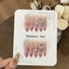 Advanced Sweet Pink Gradient Smile Cat Eye Alloy Chain Pile Drill Heart-warming Coming Manicure